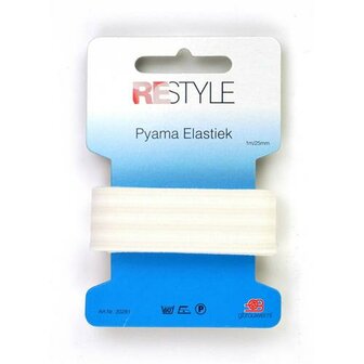 ReStyle Pyjama elastiek 25 mm x 1 meter Kleur Wit