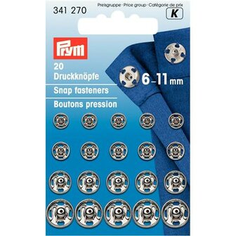  Prym Aannaaidrukknopen MS 6-11 mm ass. zilverkleurig -