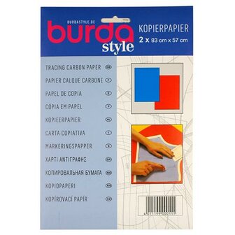 Burda kopieerpapier 83 x 57cm - 1 vel blauw en 1 vel rood 